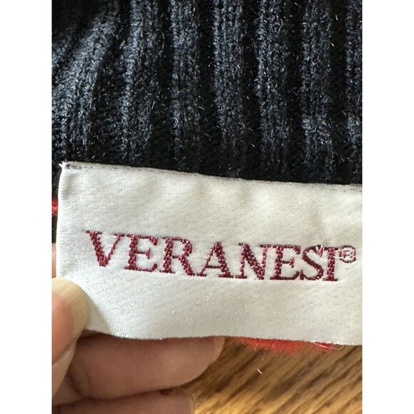 Vintage Red & Black Floral Knit Sweater Long Sleeve Pullover Plus Size 3x - Picture 3 of 7